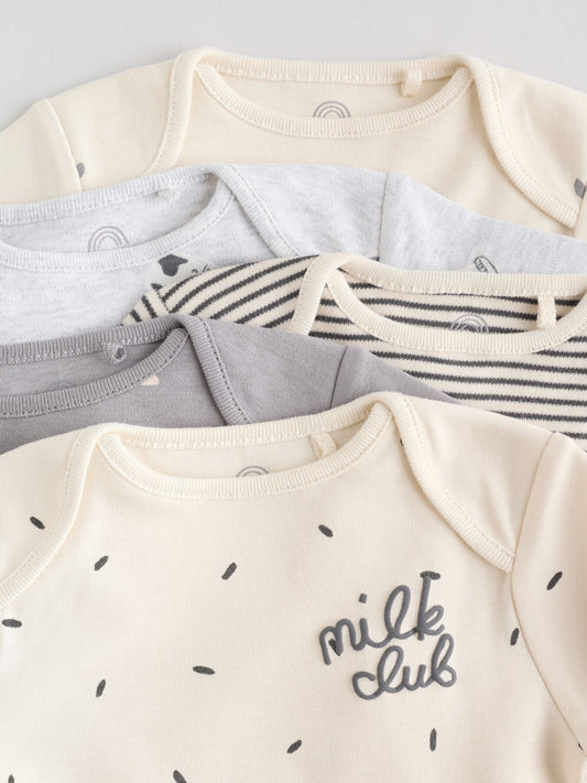 Monochrome Baby Long Sleeve Bodysuits 5 Pack image 3