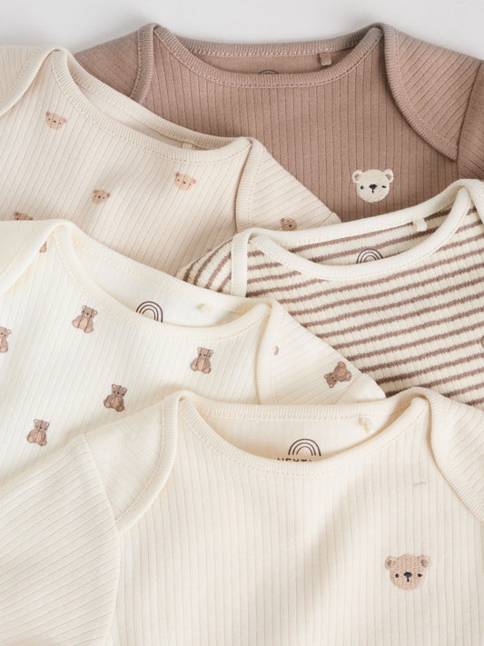 Neutral Bear Baby Long Sleeve Bodysuits 5 Pack image 3