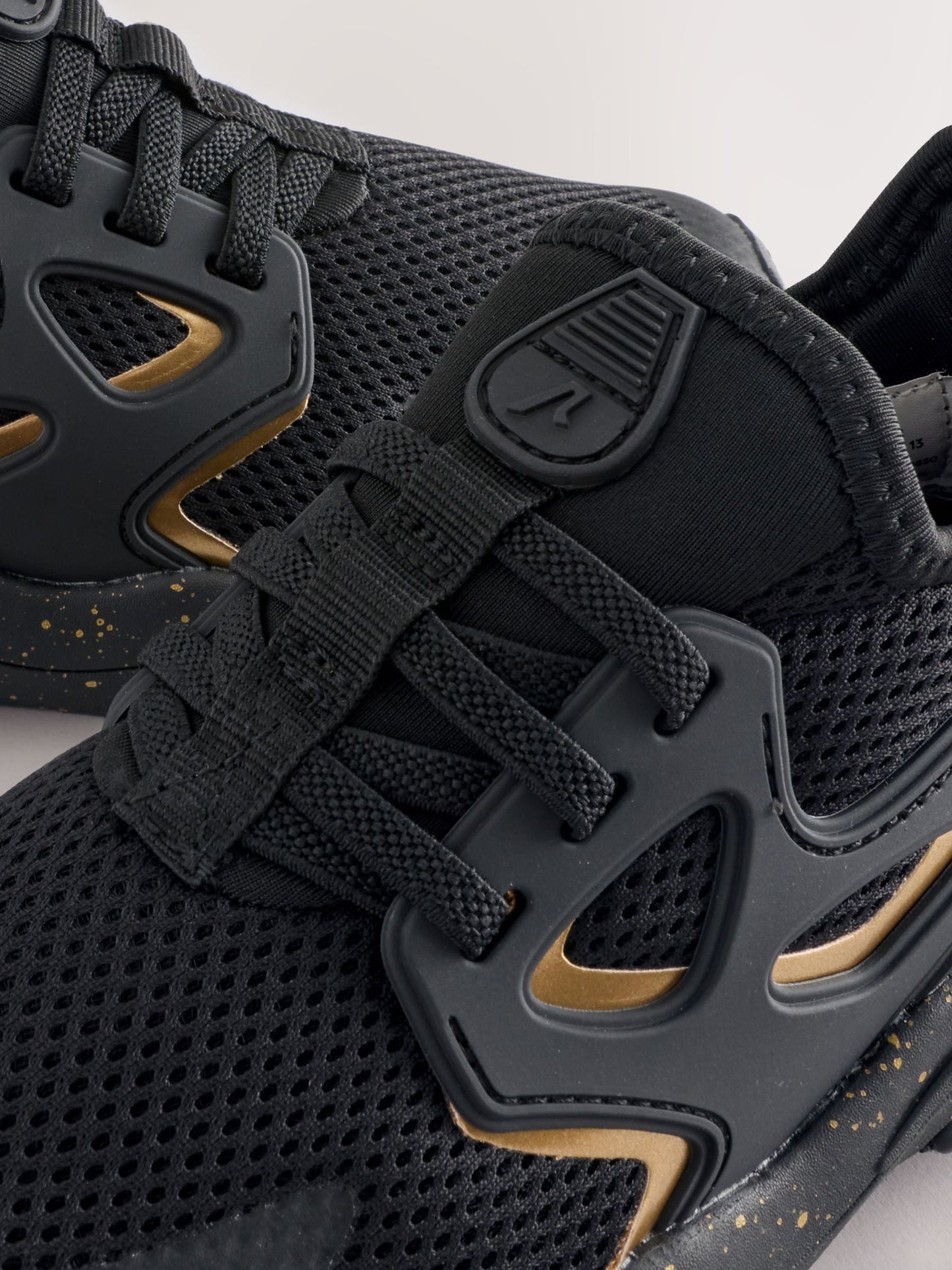 Black/Gold Wide Fit (G) Elastic Lace Trainers image 5