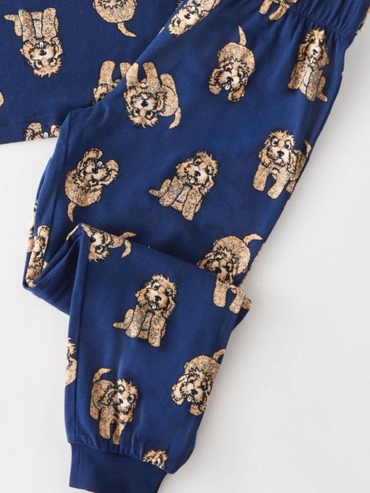 Chelsea Peers Blue Kids Cockapoo Print Crewneck Long Pyjamas Set - image 2