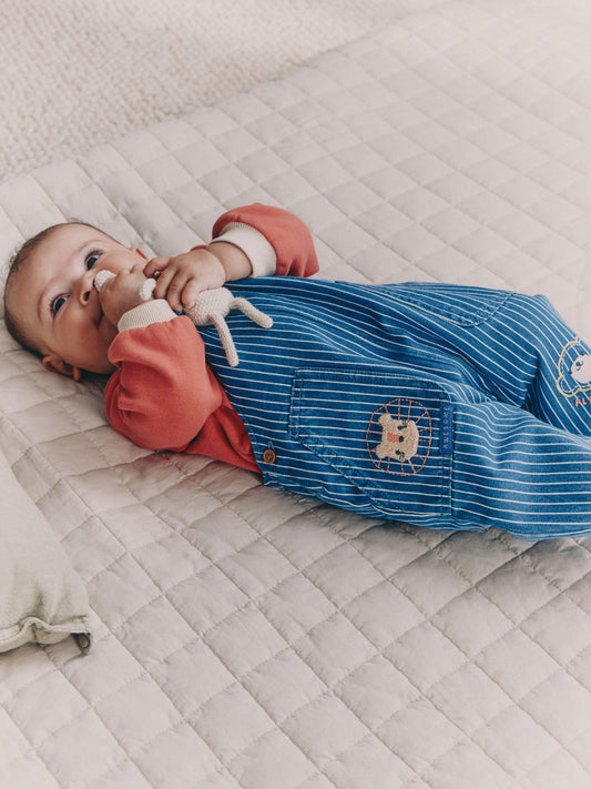 Bright Character Stripe Baby Denim Dungarees and Bodysuit Set (0mths-2yrs) image 2
