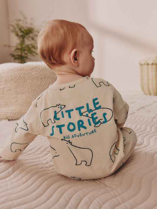 Cream/Blue Polar Bear Baby Romper (0mths-2yrs) image 3