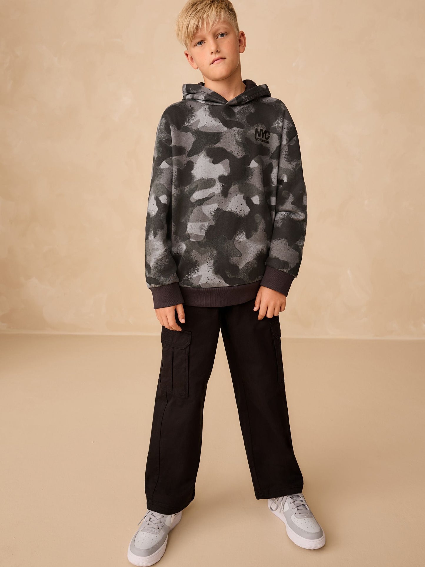 Mono Camo Older Boys Graphic Print Hoodie (3-16yrs)