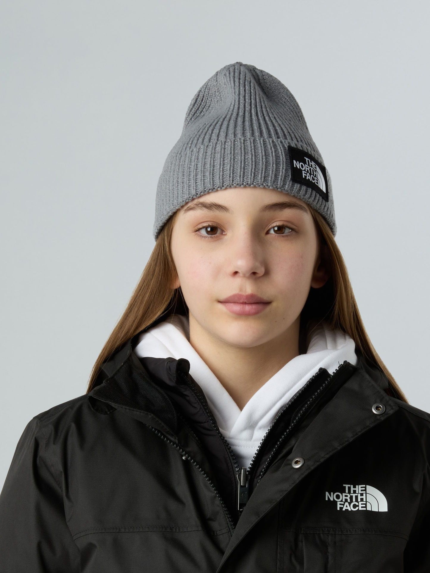 The North Face Grey Kids Cabin Ski Tuke Pom Beanie image 1