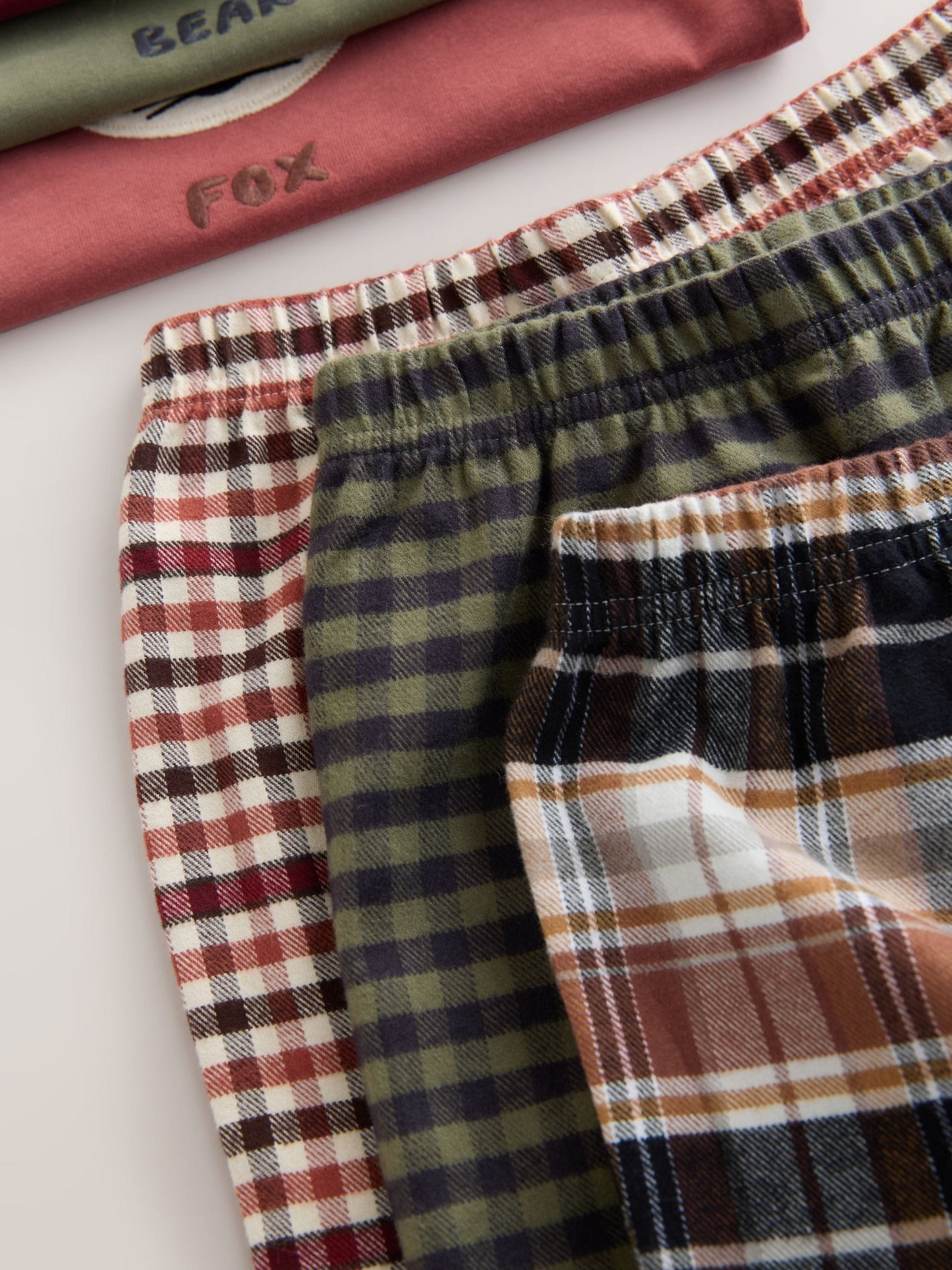 Red/Green Check Woven Bottom Pyjamas 3 Pack (9mths-12yrs)