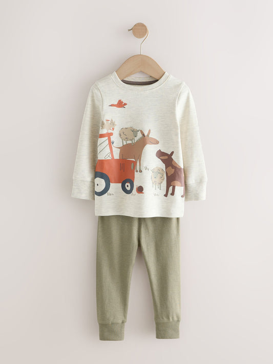 Brown/Orange Mini Snuggle Pyjamas 3 Pack (9mths-10yrs) image 3