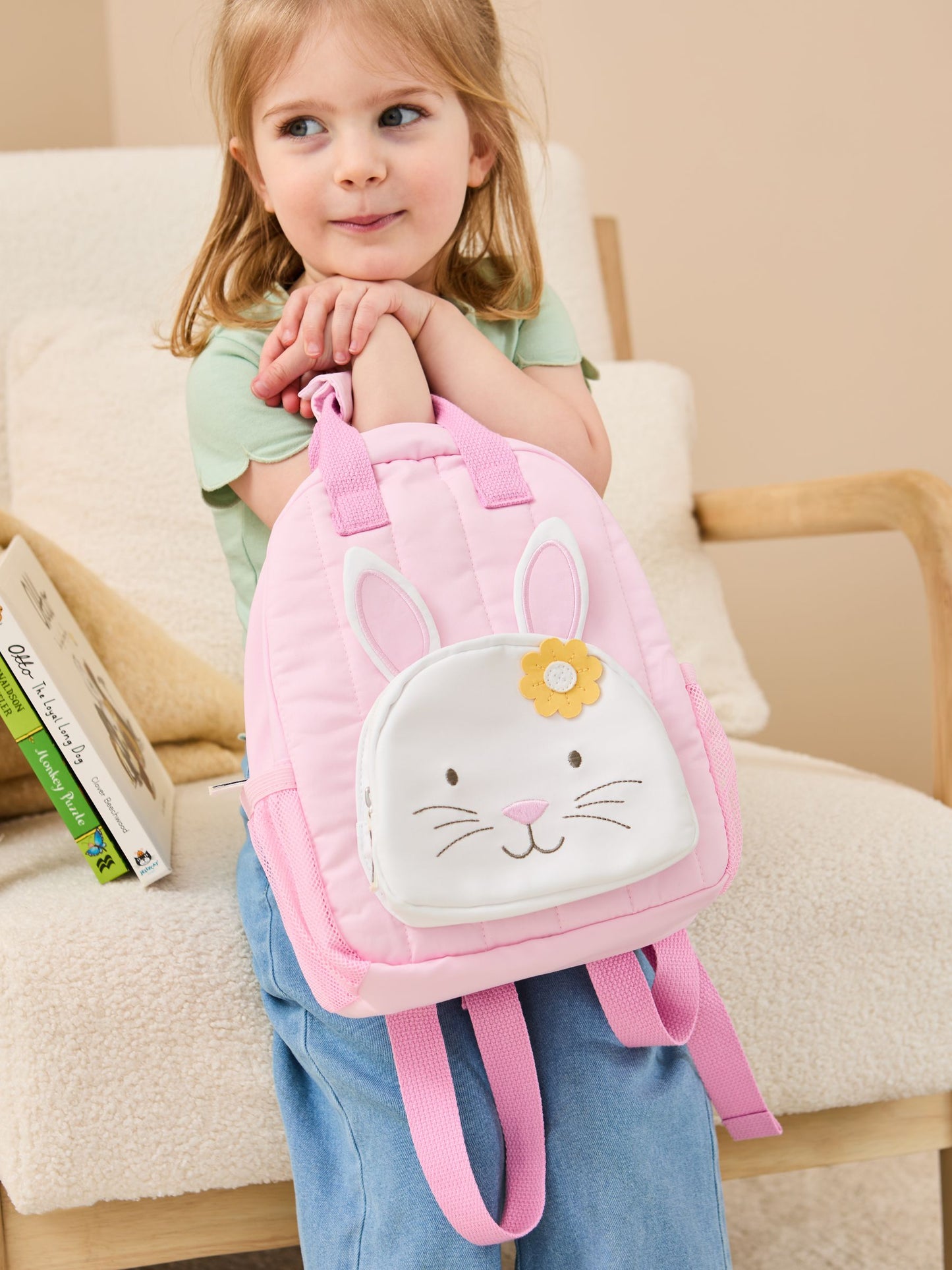 JoJo Maman Bébé Pink Bunny Character Backpack image 1