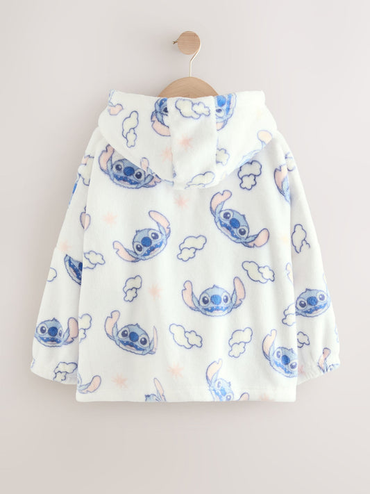 White/Blue Lilo and Stitch Fleece Cropped Hooded Blanket (3-16yrs)