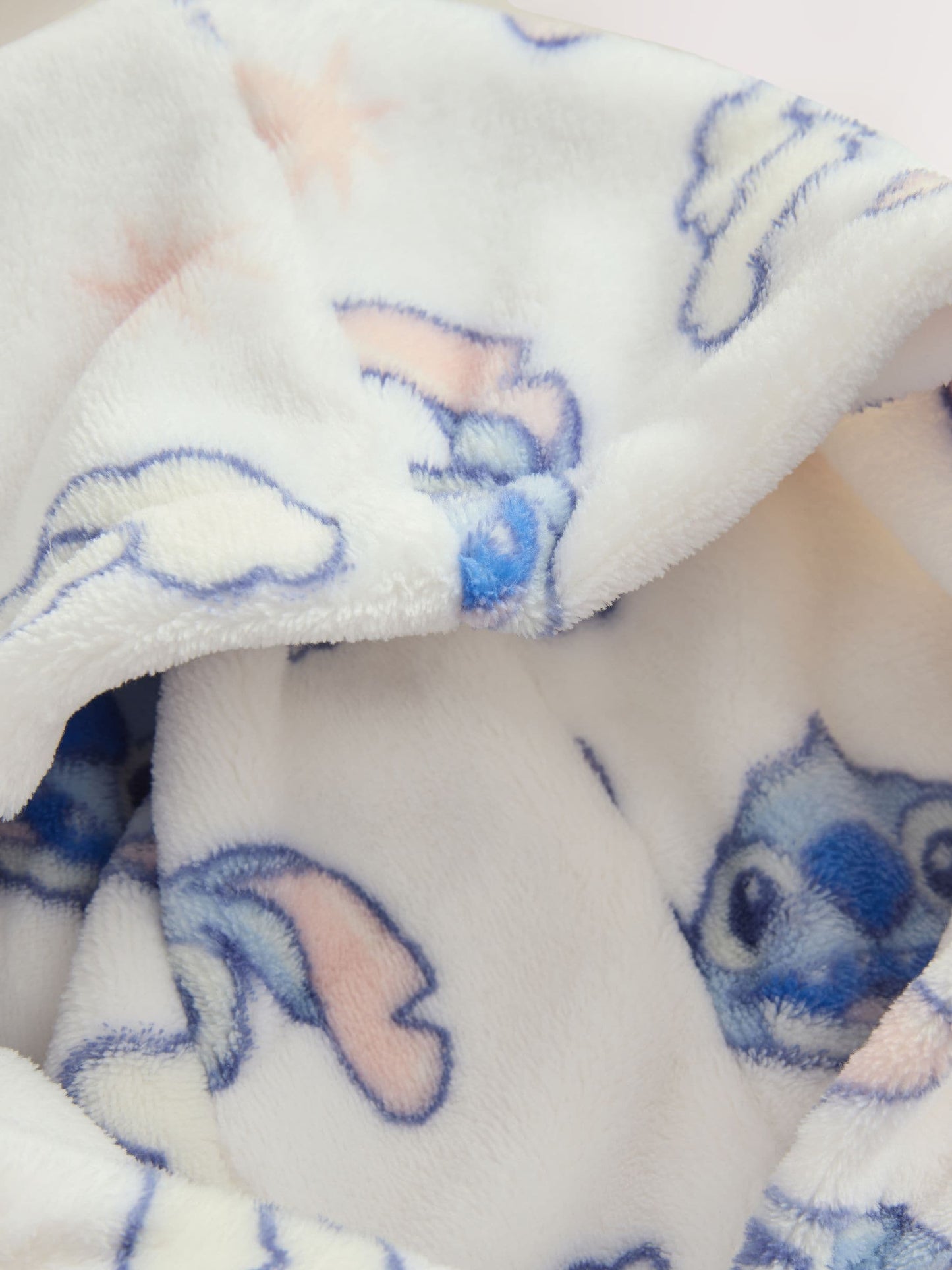 White/Blue Lilo and Stitch Fleece Cropped Hooded Blanket (3-16yrs)