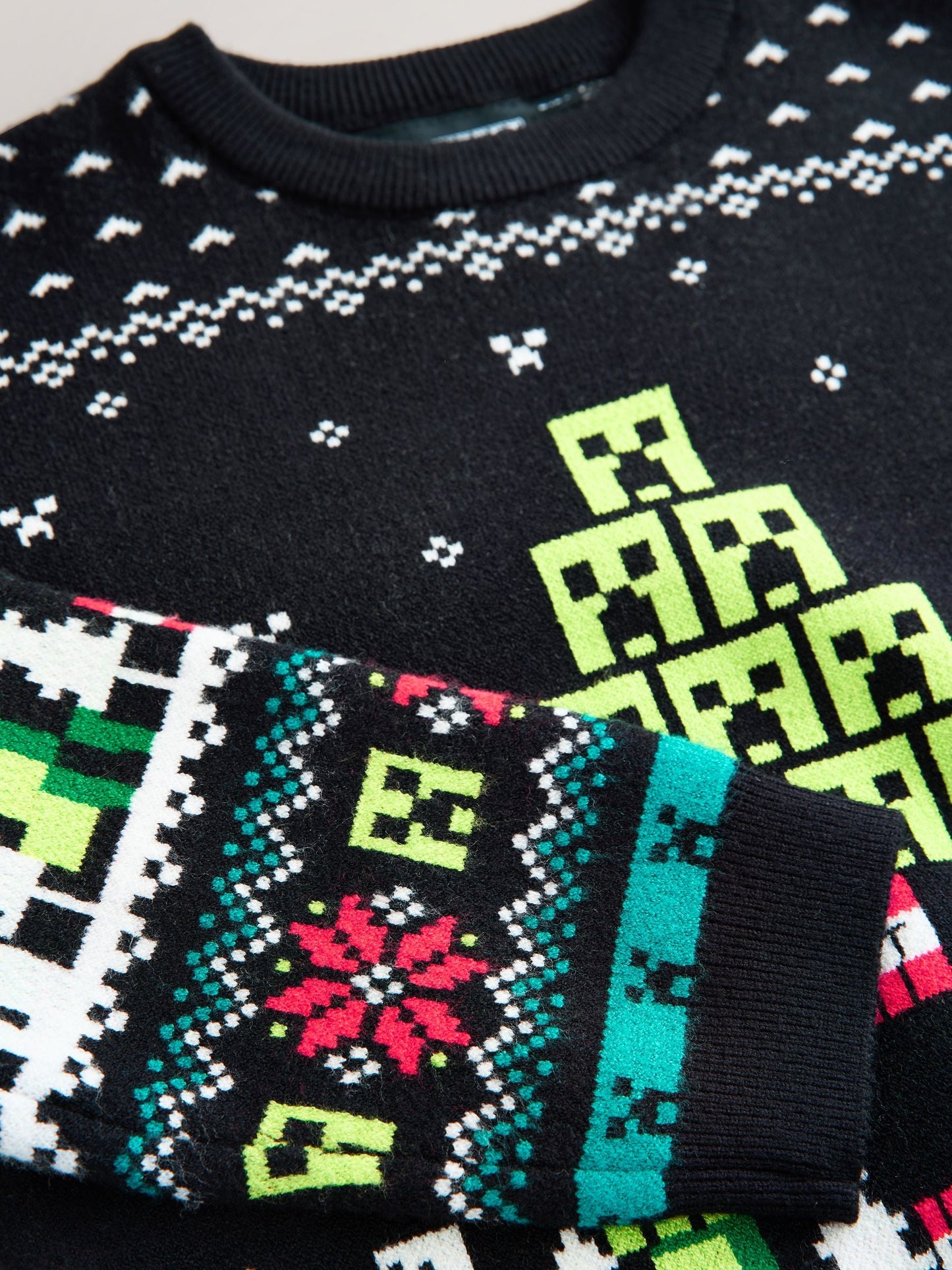 Black Minecraft Christmas Jumper (3-16yrs)