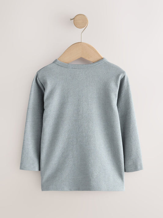 Blue Long Sleeve Henley Neck T-Shirt (3mths-7yrs) image 3