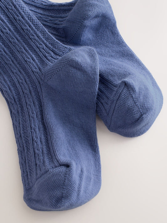 Blue Regular Length Cotton Rich Cable Tights image 3