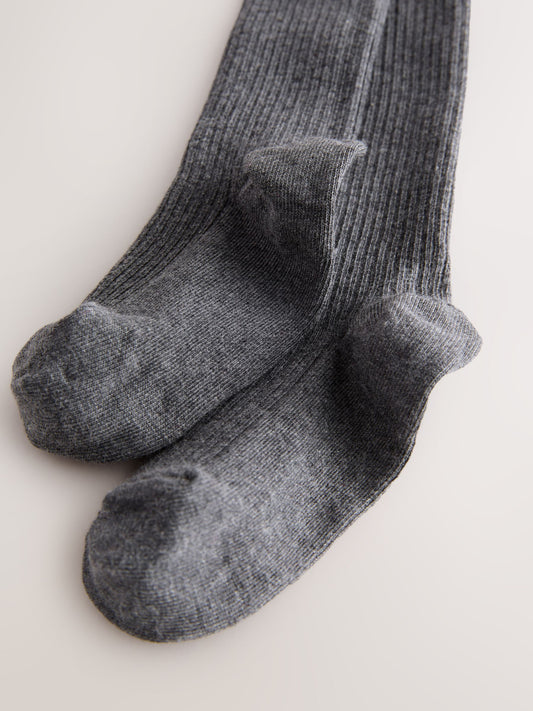 Mid Grey Cotton Rich Rib Tights image 3