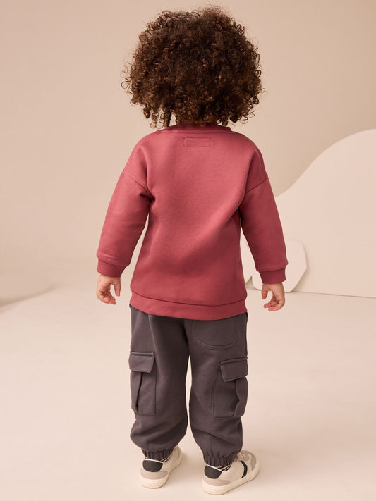 Burgundy Red Sweatshirt and Utility Joggers Set (3mths-7yrs) image 3