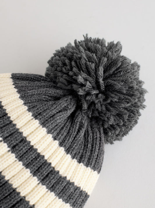 Grey/White Vehicles Embroidered Pom Beanie Hat (3mths-10yrs) image 3