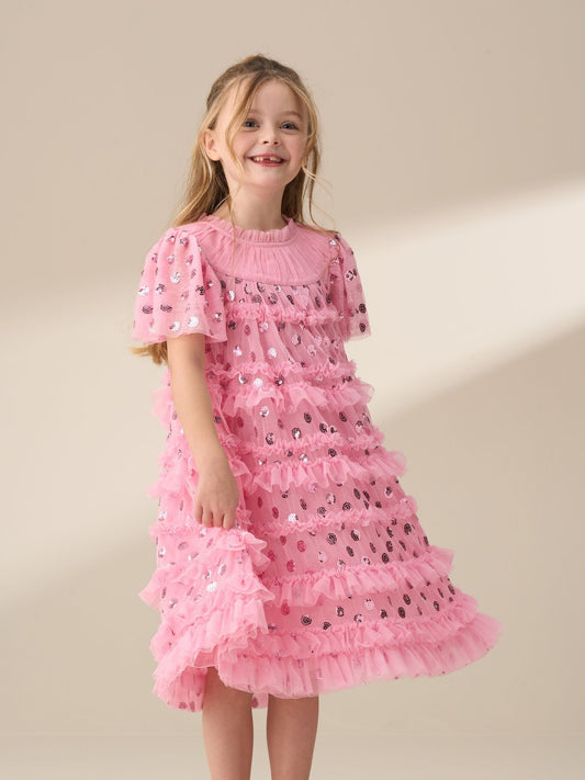 Dsiney Kidz - Angel & Rocket Pink Bea Mesh Frill Dress image 2