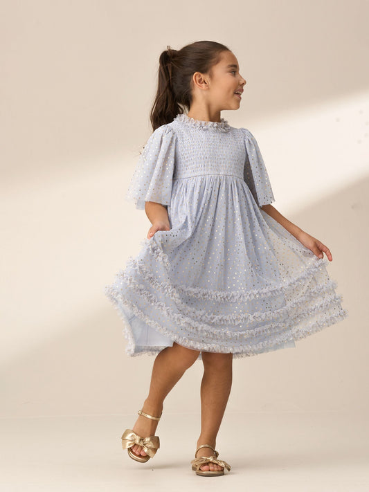Dsiney Kidz - Angel & Rocket Blue Xeni Foil Print Mesh Dress image 2