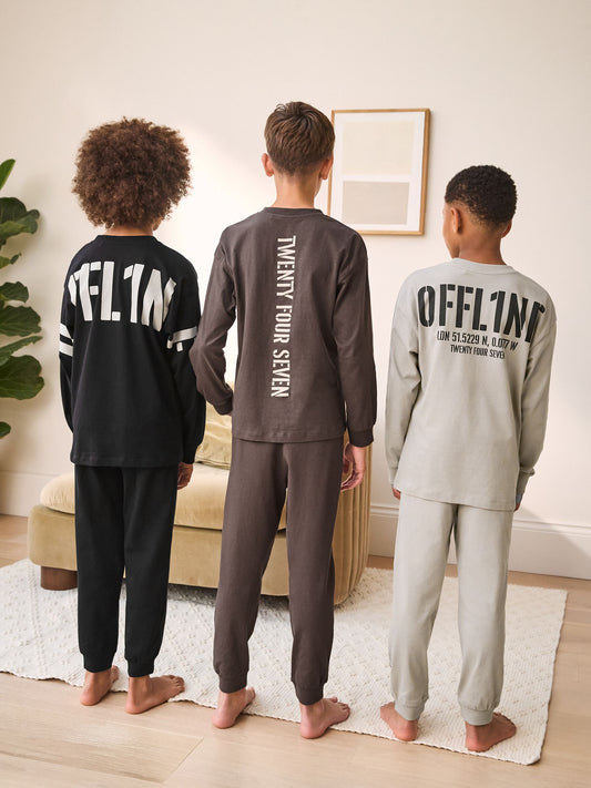 Black/Brown 3 Pack Jogger Pyjamas (3-16yrs) image 3