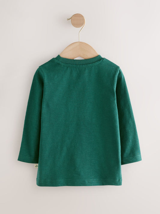 Green Transport Long Sleeve Appliqué T-Shirt (3mths-7yrs) image 2