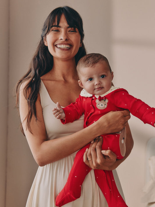 Red Bow Bear Baby Sleepsuits 3 Pack (0mths-2yrs)