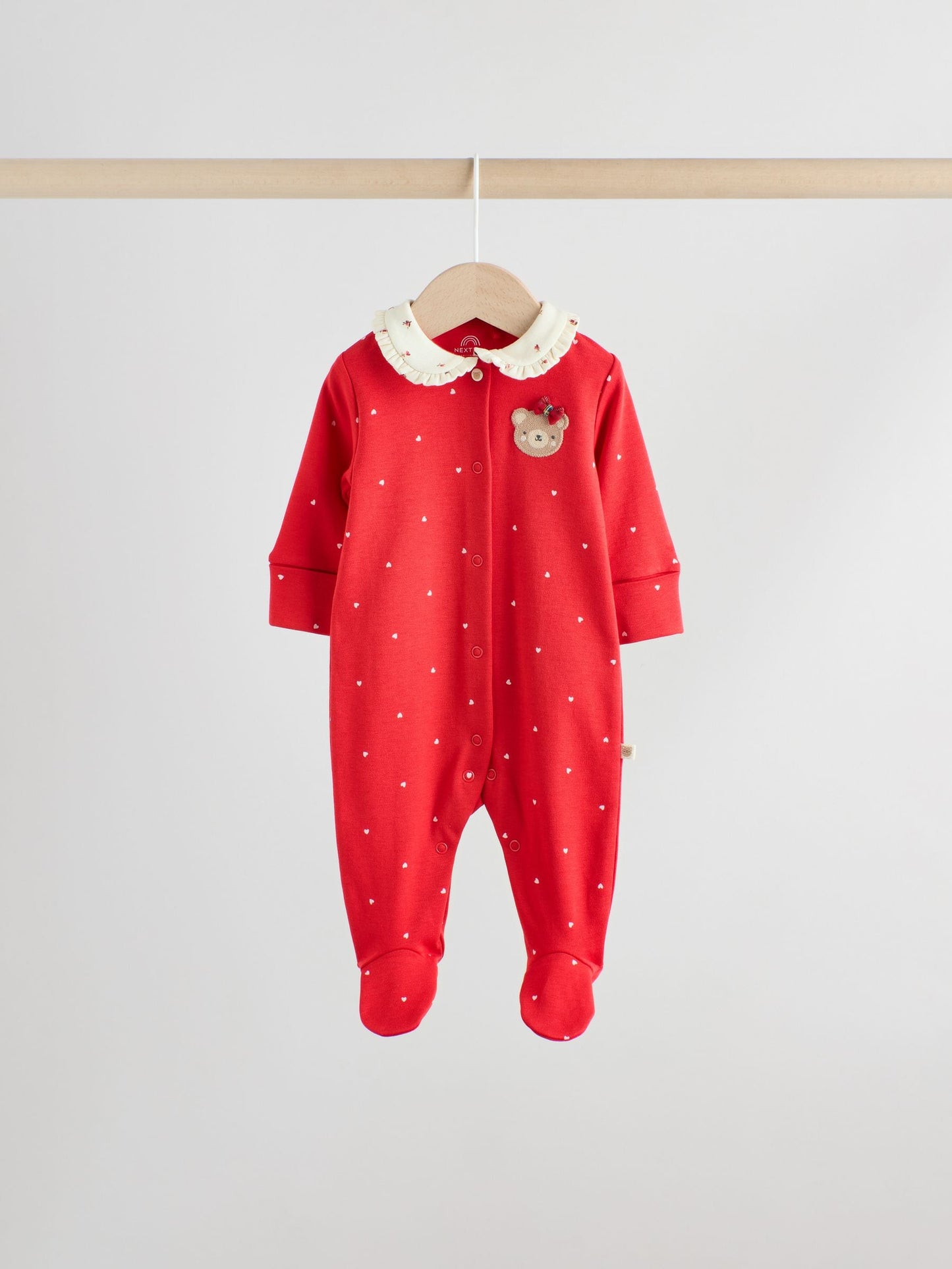 Red Bow Bear Baby Sleepsuits 3 Pack (0mths-2yrs)