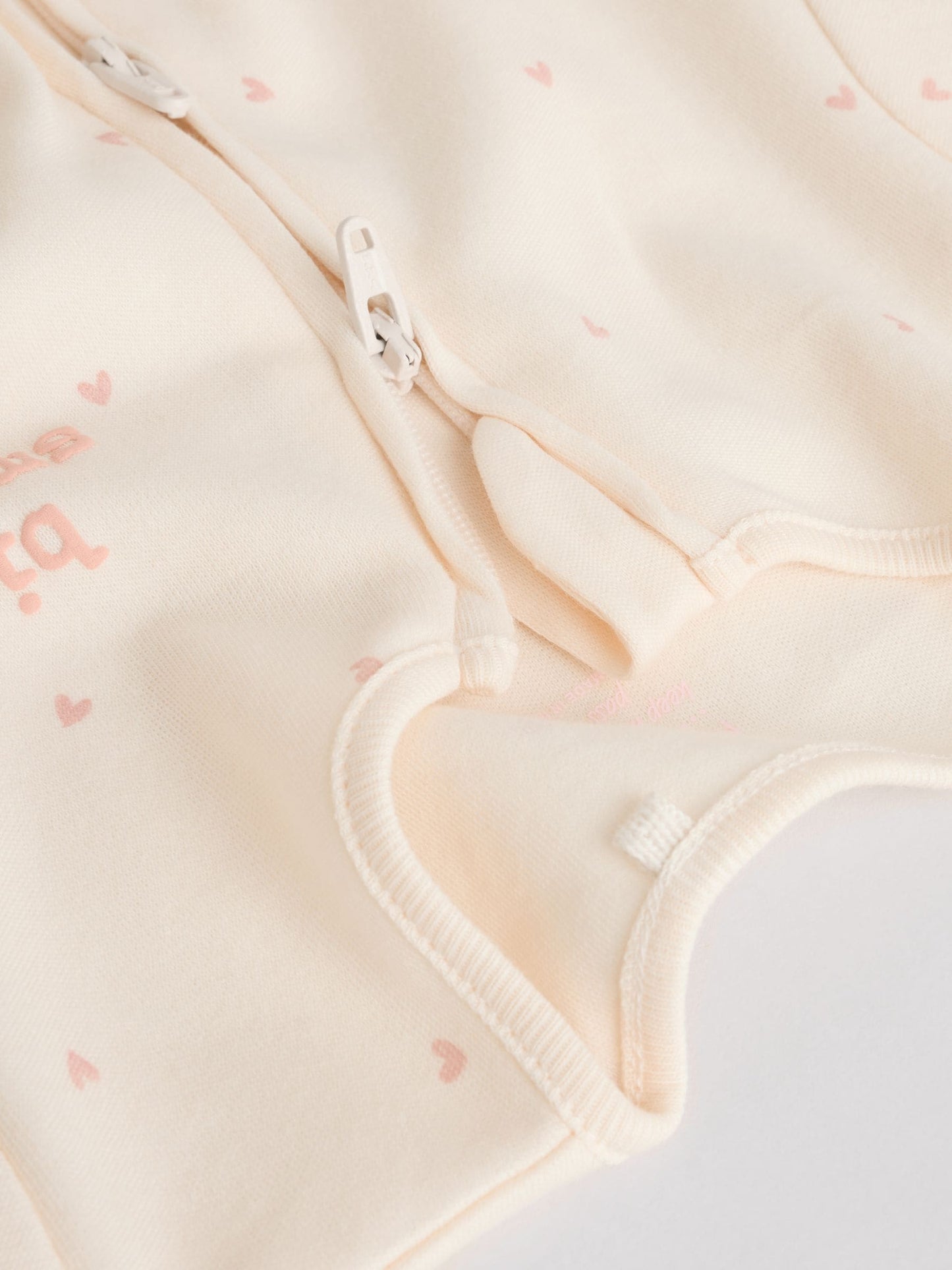Pink Heart Two Way Zip Baby Sleepsuits 3 Pack (0-2yrs) image 9