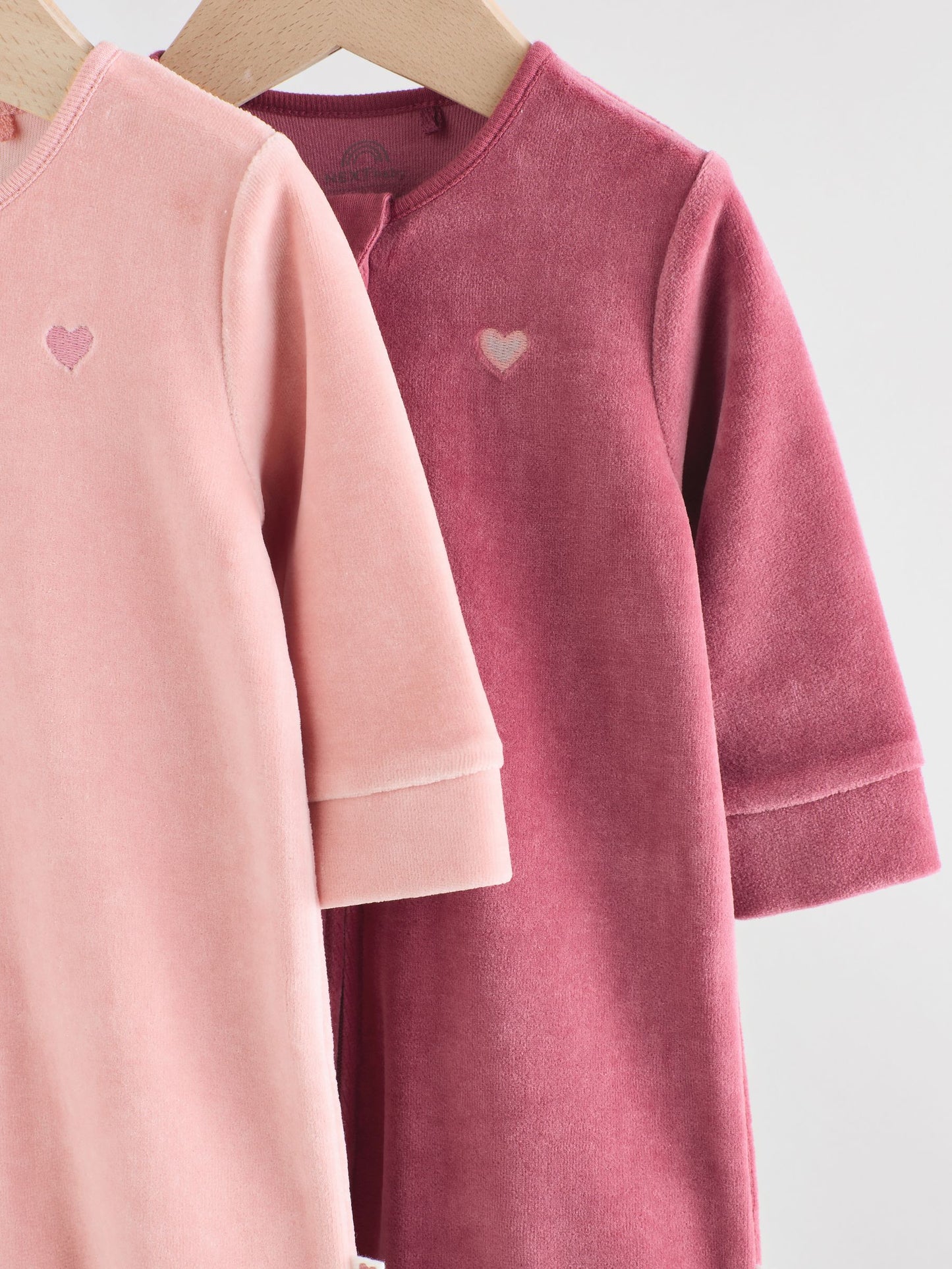 Pink Velour Baby Sleepsuits 2 Pack (0mths-2yrs) image 8