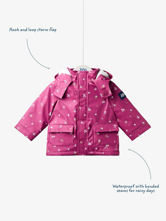 Dsiney Kidz - JoJo Maman Bébé Pink Ditsy Waterproof Cosy Lined Jacket image 2