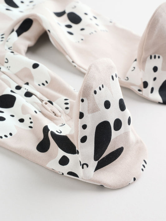 Monochrome Dog Baby Two Way Zip Sleepsuits 3 Pack (0-2yrs) image 3