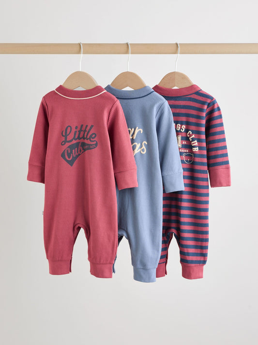 Burgundy Red Baby Sleepsuits 3 Pack (0mths-3yrs)