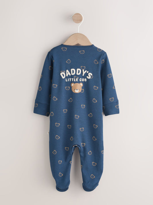 Navy Daddys Little Cub Baby Family Sleepsuit (0-2yrs) image 2
