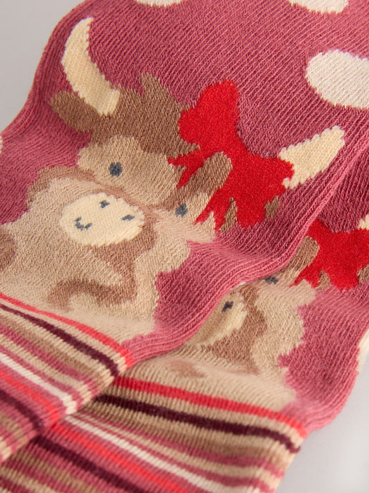 Plum Red Cotton Rich Hamish The Highland Cow Character Tight image 3