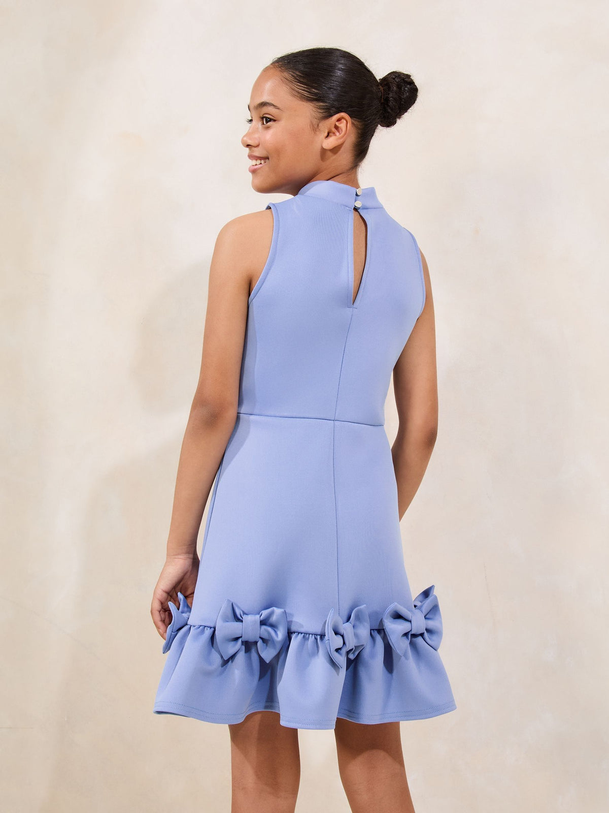 Lipsy Blue Scuba Bow Halter Dress (5-16yrs) - image 4