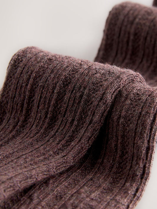 Chocolate Brown Regular Length Cotton Rich Cable Tights image 3