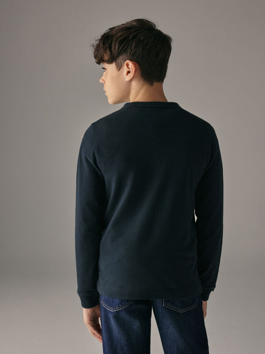Dsiney Kidz - Superdry Navy Long Sleeve Henley T-Shirt image 2