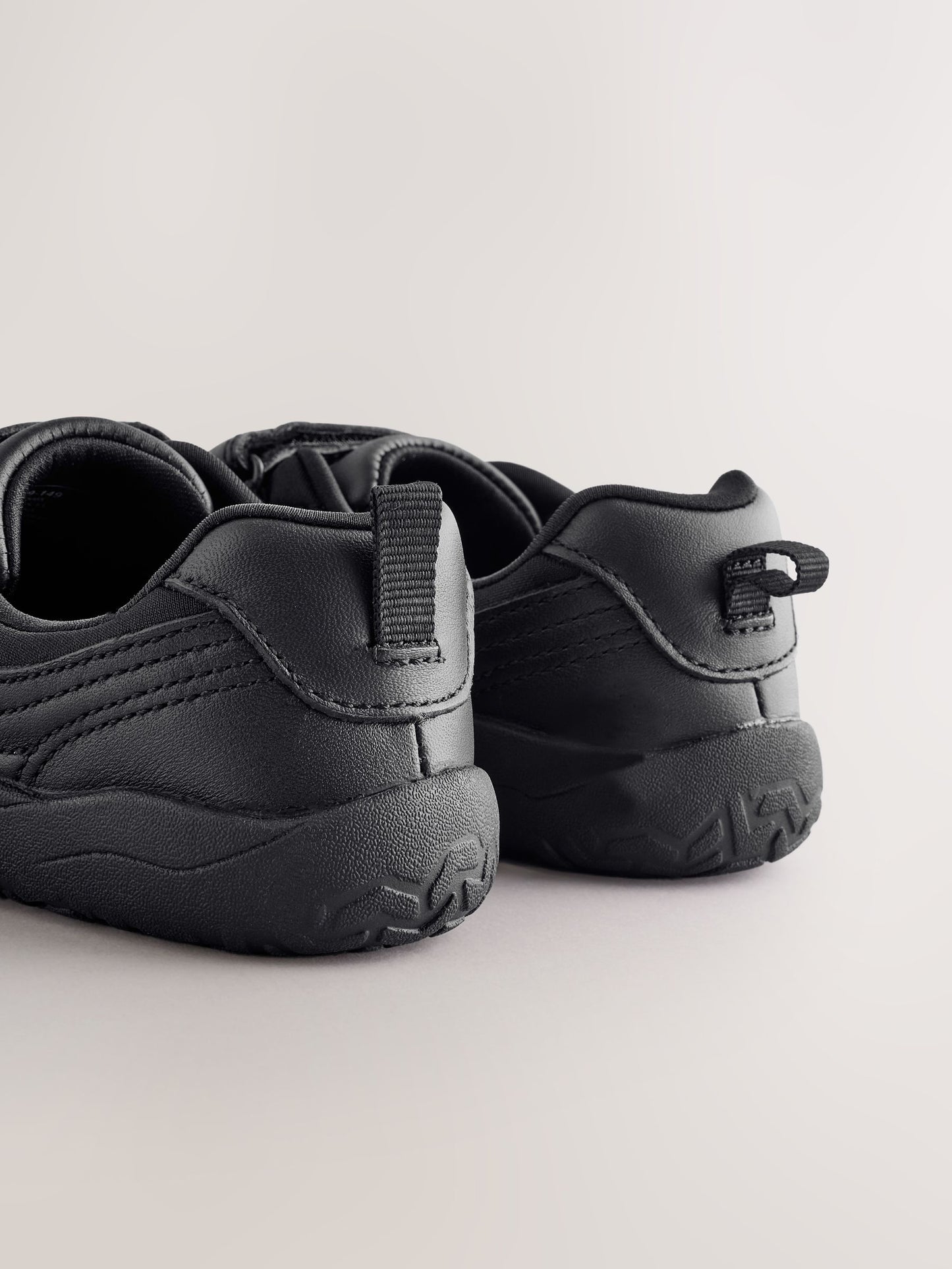 Black Barefoot Leather 2 Strap Touch Fastening School Shoes image 7