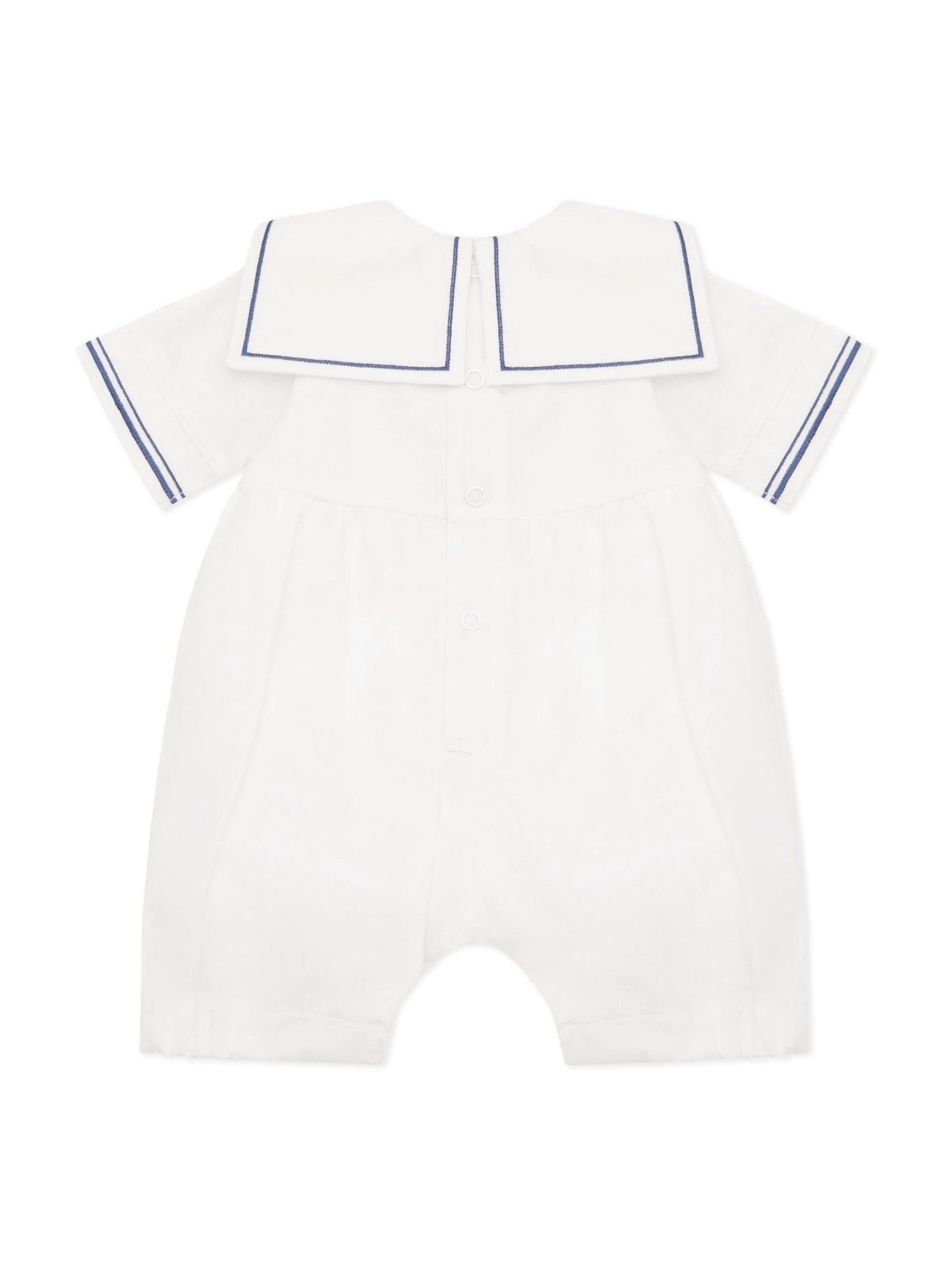 Emile Et Rose White Style Sailor Romper With Collar, Emb & Hat Set image 5