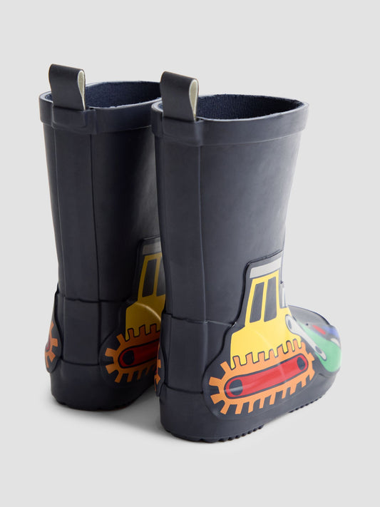JoJo Maman Bébé Navy Digger Plain Wellies image 2
