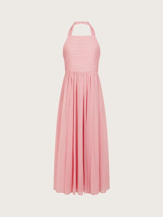 Monsoon Pink Ayo Halter Prom Maxi Dress - image 1