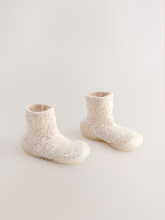 Neutral Stripe Crawler Sock Shoes image 2