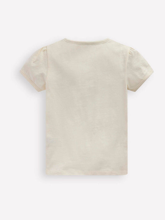 Dsiney Kidz - Boden Cream Puff Sleeve Superstitch 100% Cotton Top image 2