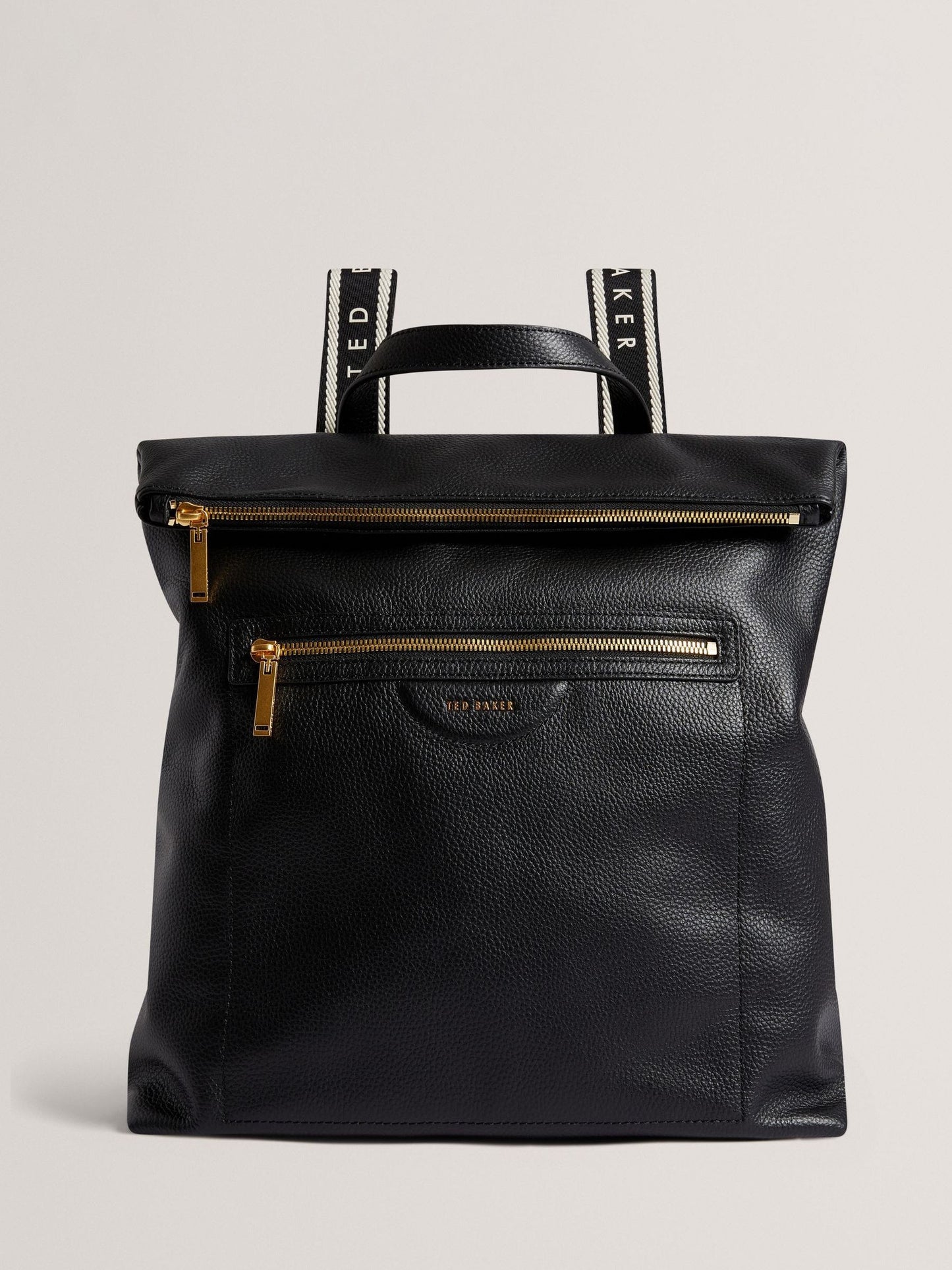 Ted Baker Black Essaya-Pebbled Leather Fold Over Backpack image 1
