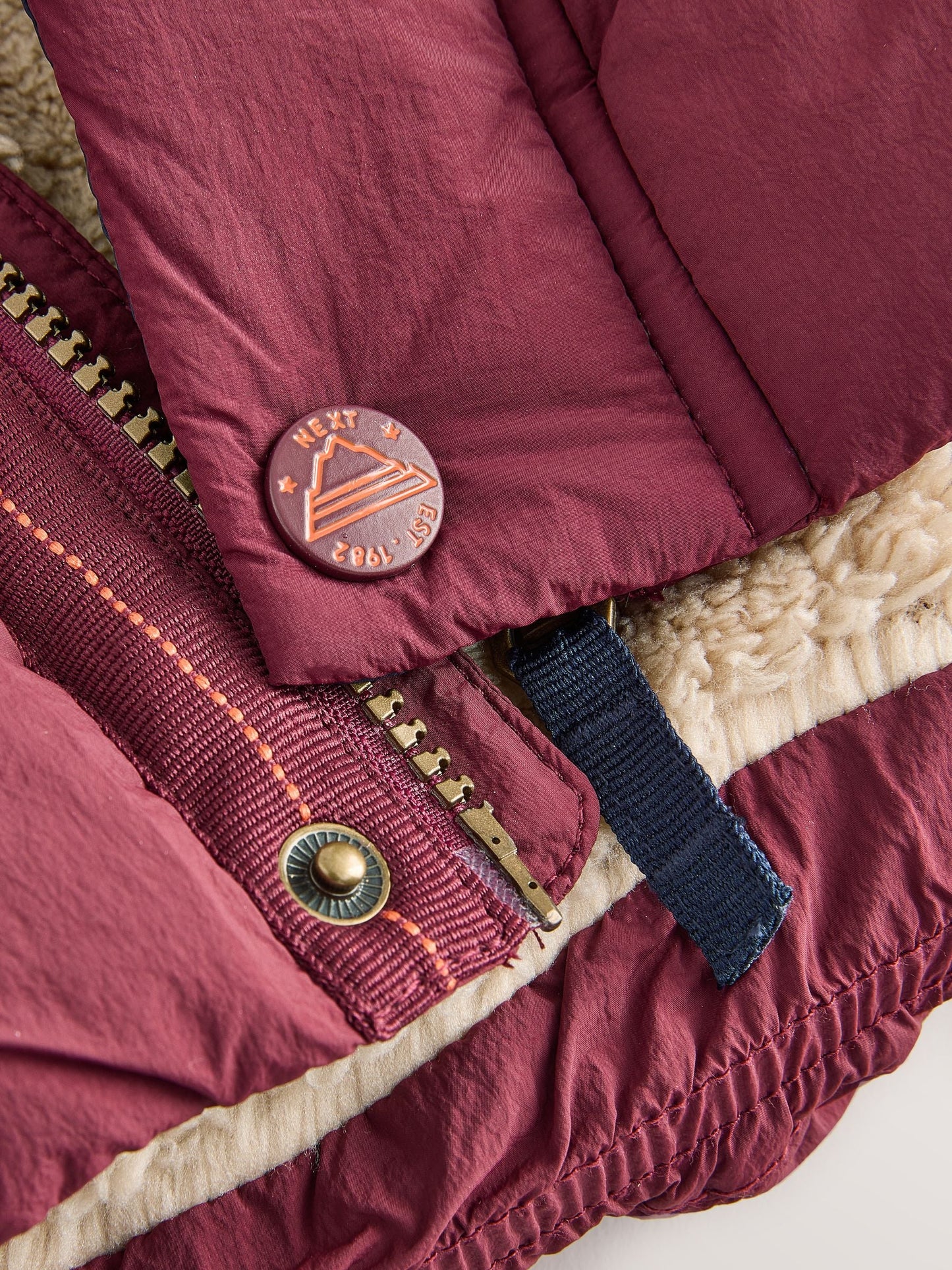 Burgundy Red Borg Lined Padded Shower Resistant Coat (3mths-7yrs)