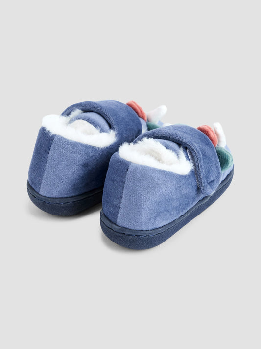 JoJo Maman Bébé Blue Dino Bear Slipper Shoe image 2