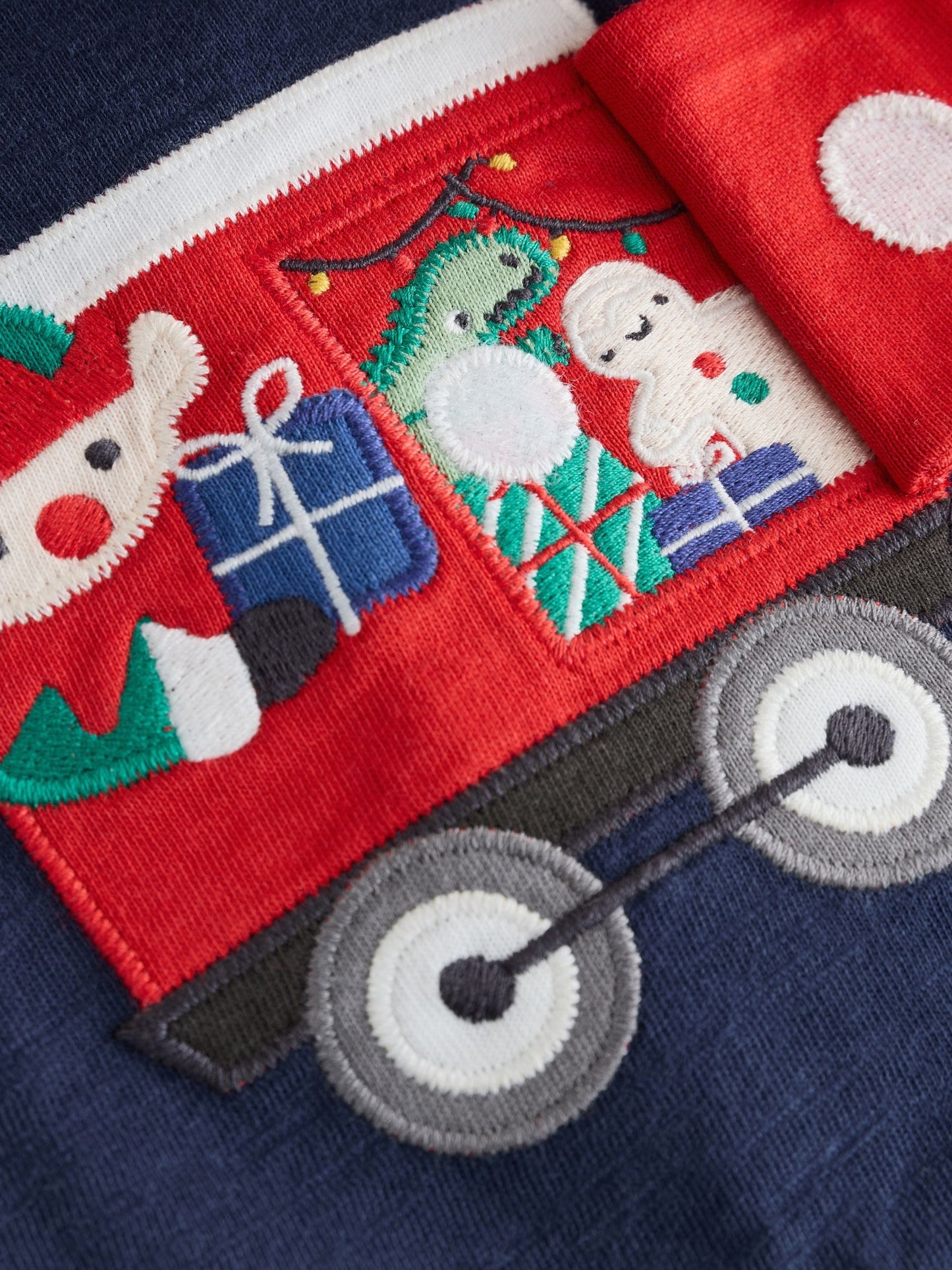Navy Santa Train Appliqué Christmas Long Sleeve T-Shirt (3mths-7yrs)