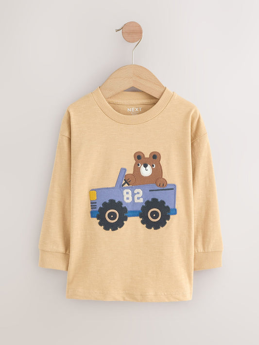 Blue Woodland Long Sleeve Appliqué T-Shirts 3 Pack (3mths-7yrs) image 3