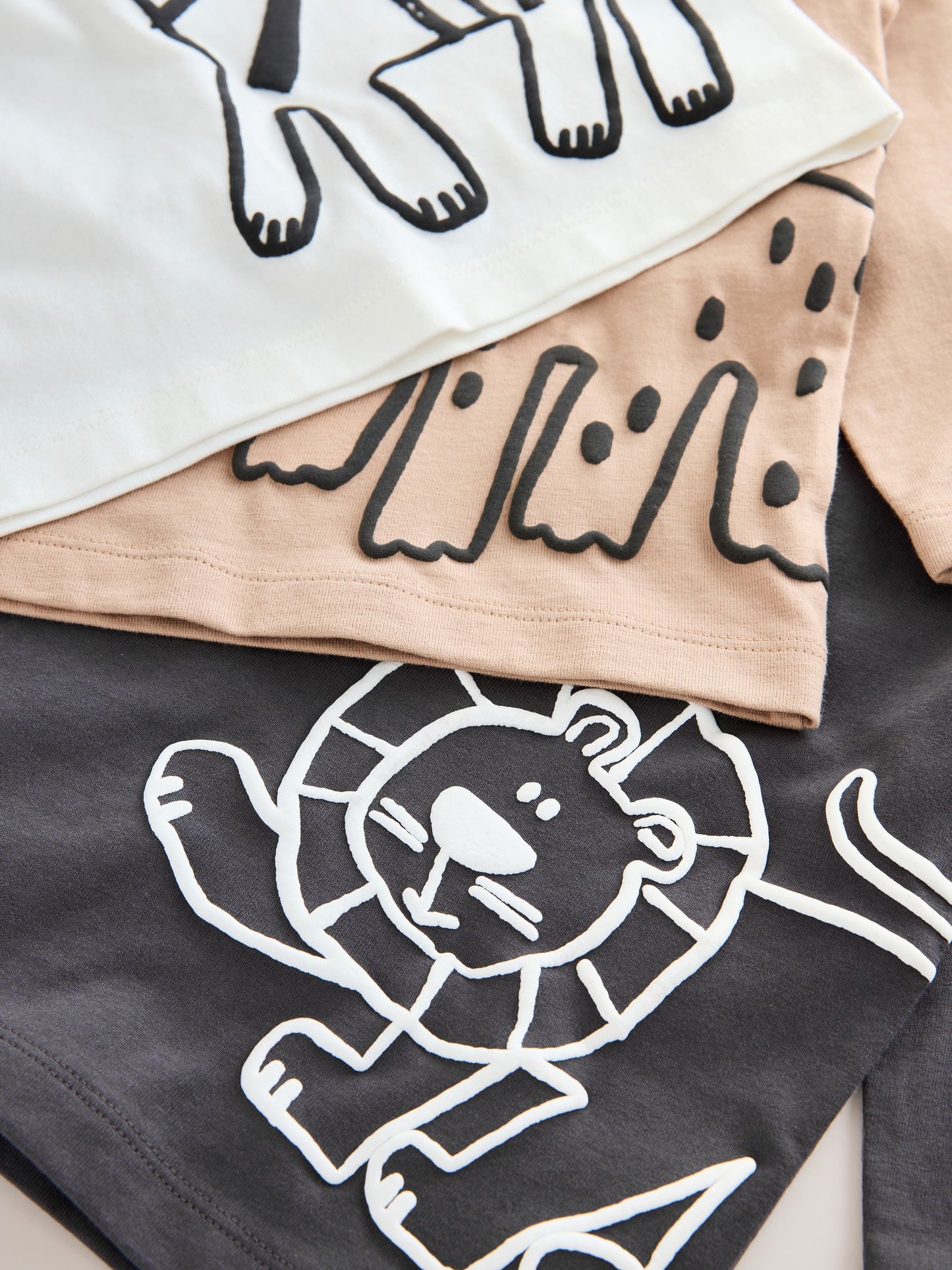 Dsiney Kidz - Tan/White/Black Safari Long Sleeve Graphic Print T-Shirts 3 Pack (3mths-7yrs) image 7