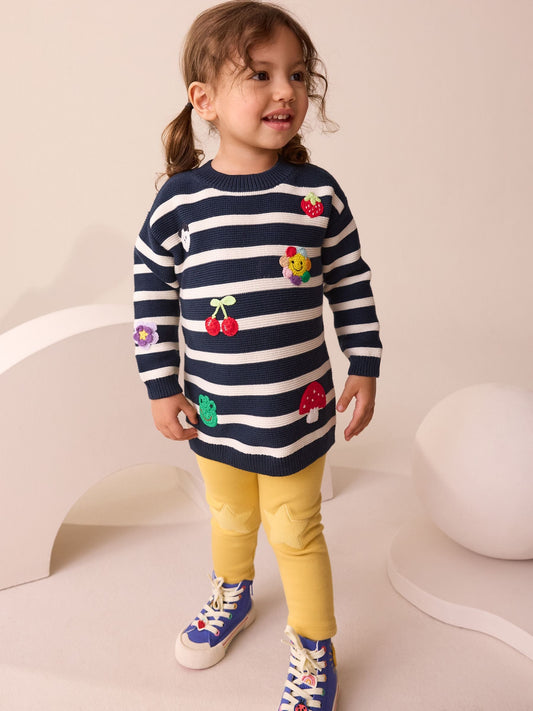 Navy Stripe Character Jumper Dress (3mths-7yrs) image 2