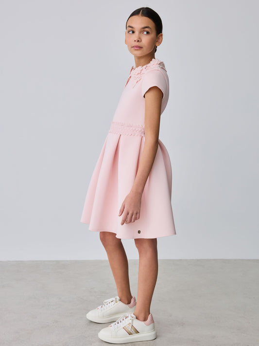 Dsiney Kidz - Baker by Ted Baker Pink Lace Collared Scuba Dress image 2
