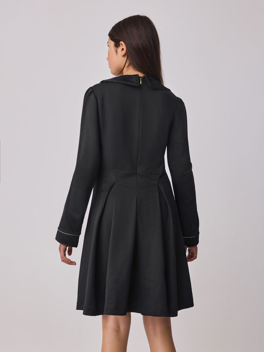 Baker by Ted Baker Satin Collared Ponte Black Dress image 2